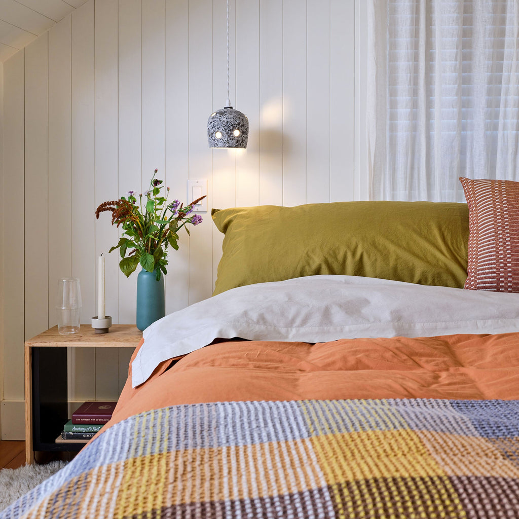 Percale Cotton Pillowcase in Citrine Green (Set of 2)